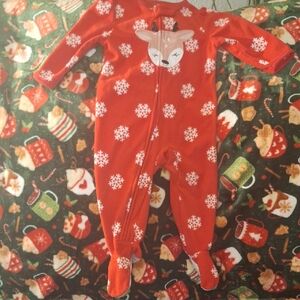 Carter's Red Snowflake Footie with Deer Design